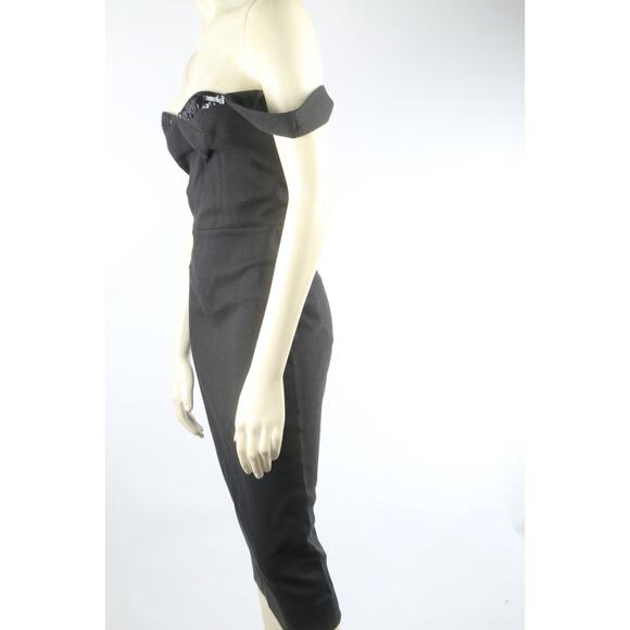 Victoria Beckham Black Sleeveless Fitted Midi Sheath Dress Size 2 - Picture 11 of 16